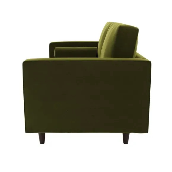 2-Seater Sofa with Tufted Cushions - Olive, Velvet