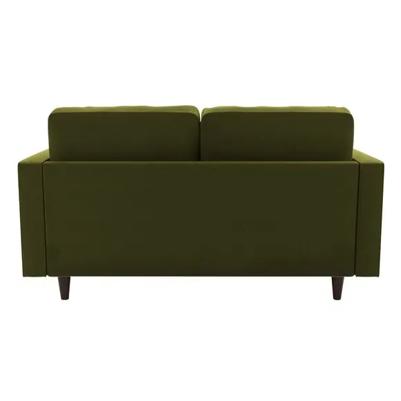 2-Seater Sofa with Tufted Cushions - Olive, Velvet