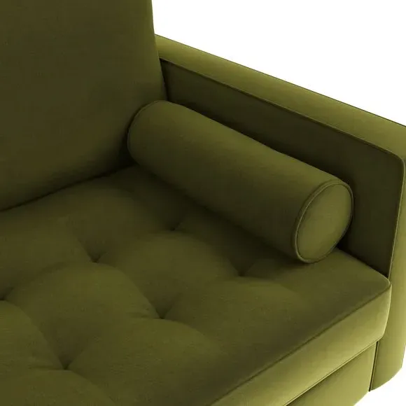 2-Seater Sofa with Tufted Cushions - Olive, Velvet