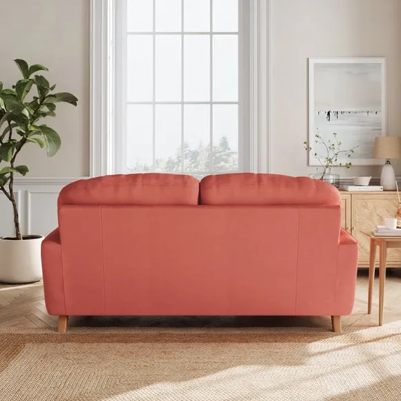 2-Seater Sofa with Turned Legs - Coral, Velvet