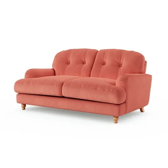 2-Seater Sofa with Turned Legs - Coral, Velvet