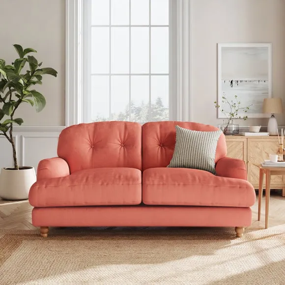 2-Seater Sofa with Turned Legs - Coral, Velvet image
