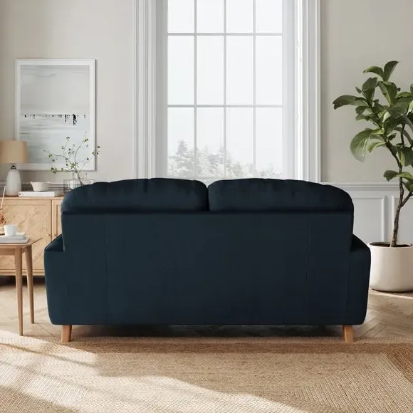 2-Seater Sofa with Turned Legs - Navy, Velvet
