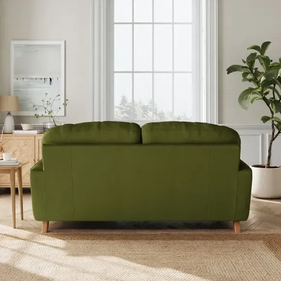 2-Seater Sofa with Turned Legs - Olive, Velvet