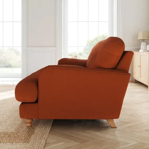 2-Seater Sofa with Turned Legs - Orange, Velvet