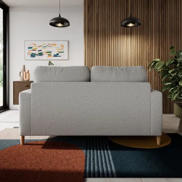 2-Seater Sofa with Wooden Legs - Grey, Fabric