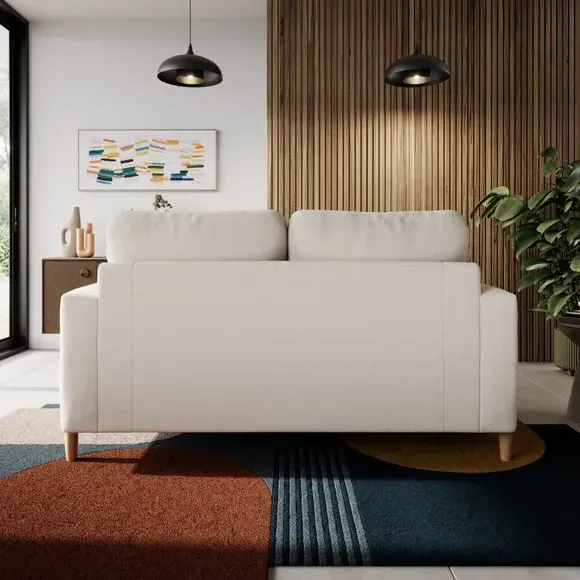 2-Seater Sofa with Wooden Legs - Natural, Fabric