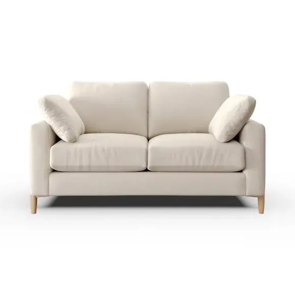 2-Seater Sofa with Wooden Legs - Natural, Fabric
