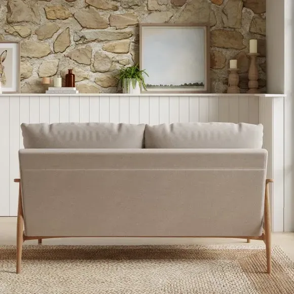 2-Seater Sofa Wooly Textured - Natural, Fabric
