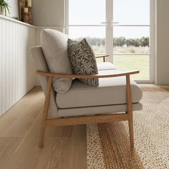 2-Seater Sofa Wooly Textured - Natural, Fabric