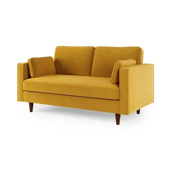 2-Seater Sofa - Yellow, Velvet