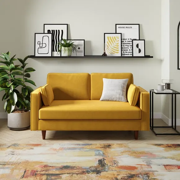 2-Seater Sofa - Yellow, Velvet