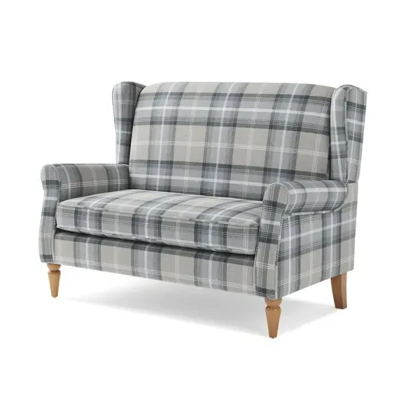 2-Seater Wingback Sofa - Grey, Faux Wool
