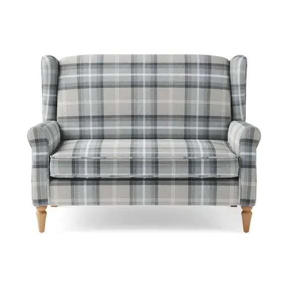 2-Seater Wingback Sofa - Grey, Faux Wool