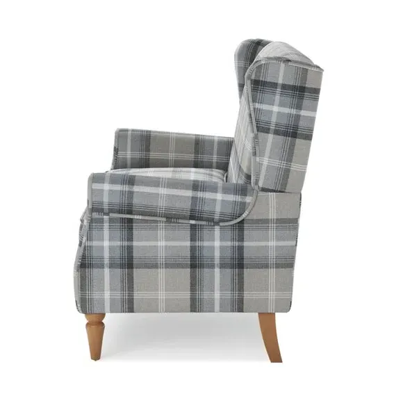 2-Seater Wingback Sofa - Grey, Faux Wool