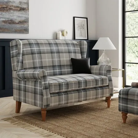 2-Seater Wingback Sofa - Grey, Faux Wool image