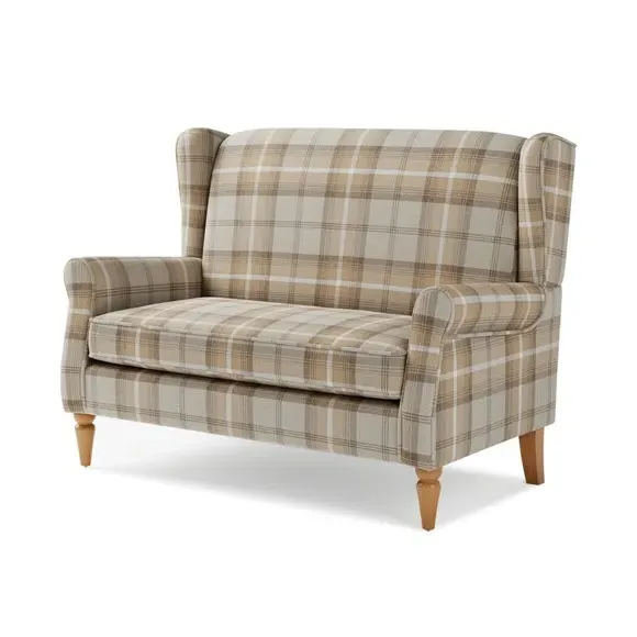 2-Seater Wingback Sofa - Natural, Faux Wool
