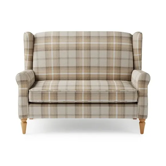 2-Seater Wingback Sofa - Natural, Faux Wool