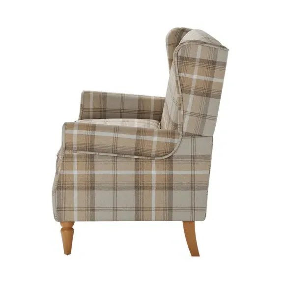 2-Seater Wingback Sofa - Natural, Faux Wool