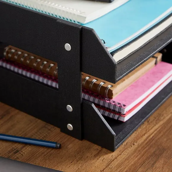 2-Tier Desktop Tray Organizer - Black