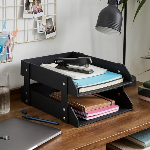 2-Tier Desktop Tray Organizer - Black image