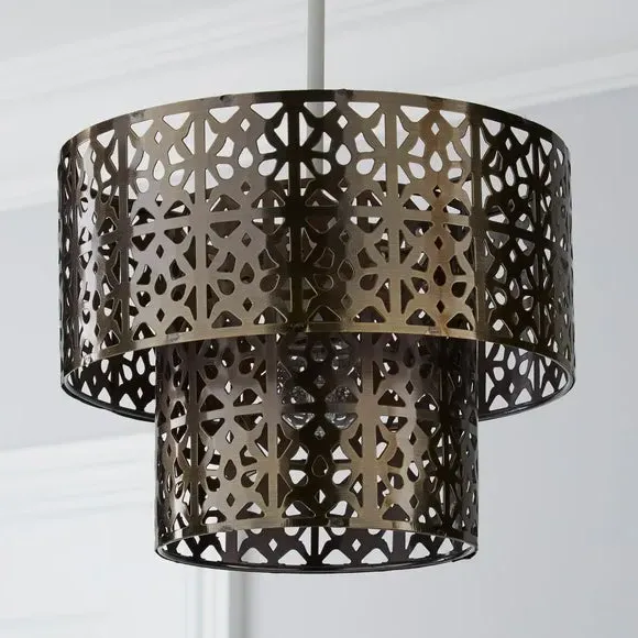 2 Tier Pendant Shade Cut Out - Antique Brass