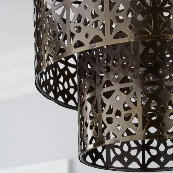 2 Tier Pendant Shade Cut Out - Antique Brass