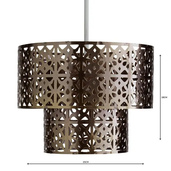 2 Tier Pendant Shade Cut Out - Antique Brass