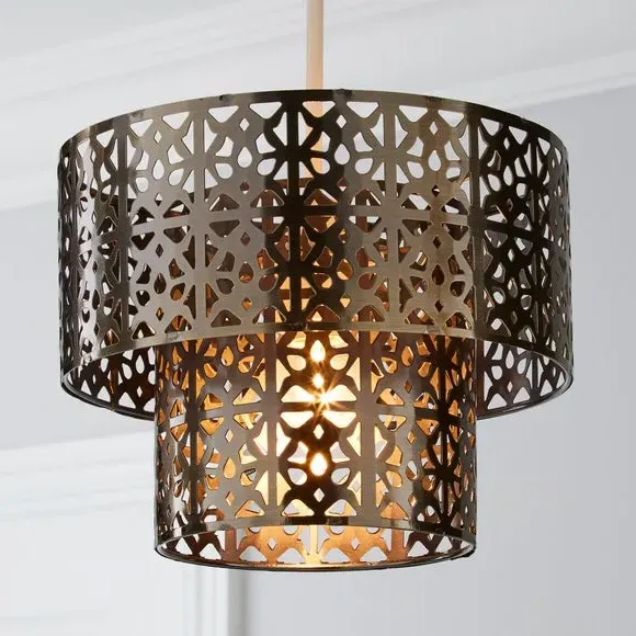 2 Tier Pendant Shade Cut Out - Antique Brass image