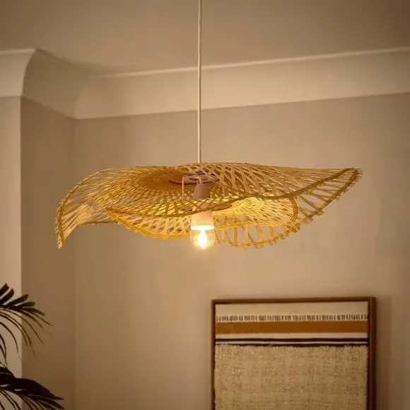 2-Tier Pendant Shade Easy Fit - Natural, Bamboo