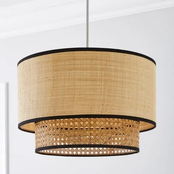 2-Tier Pendant Shade Easy Fit - Natural, Cane