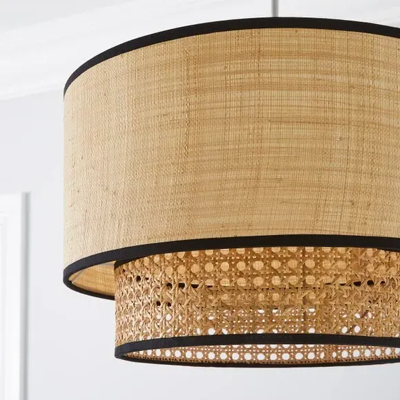 2-Tier Pendant Shade Easy Fit - Natural, Cane