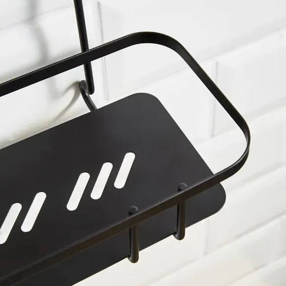 2-Tier Shower Caddy with Suction Cups - Black