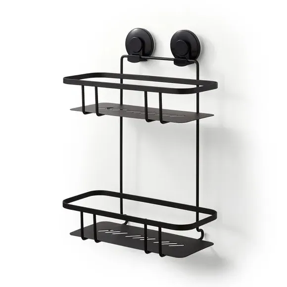 2-Tier Shower Caddy with Suction Cups - Black