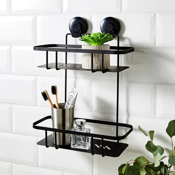 2-Tier Shower Caddy with Suction Cups - Black image