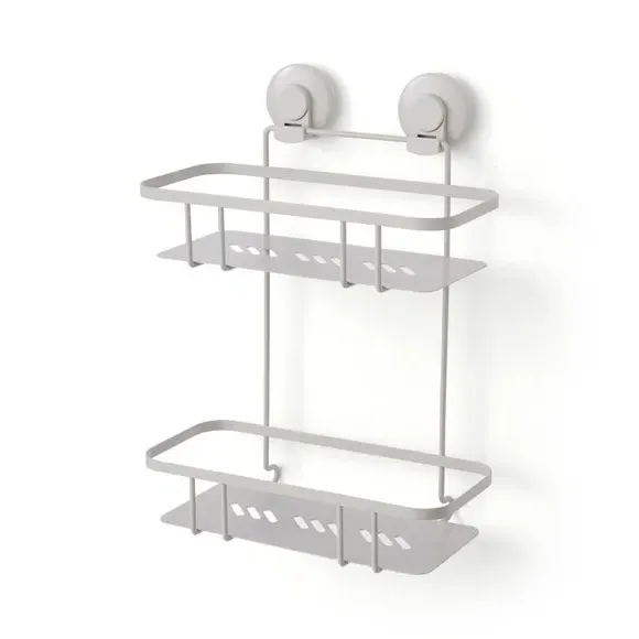 2-Tier Shower Caddy with Suction Cups - Grey