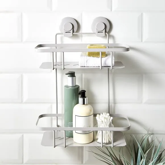 2-Tier Shower Caddy with Suction Cups - Grey
