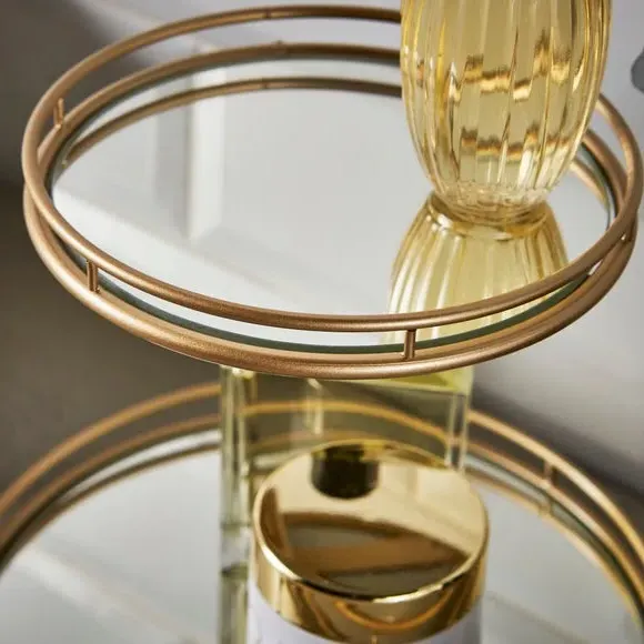 2-Tier Storage Tray with Mirror - Bronze