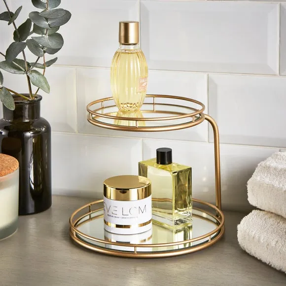2-Tier Storage Tray with Mirror - Bronze image