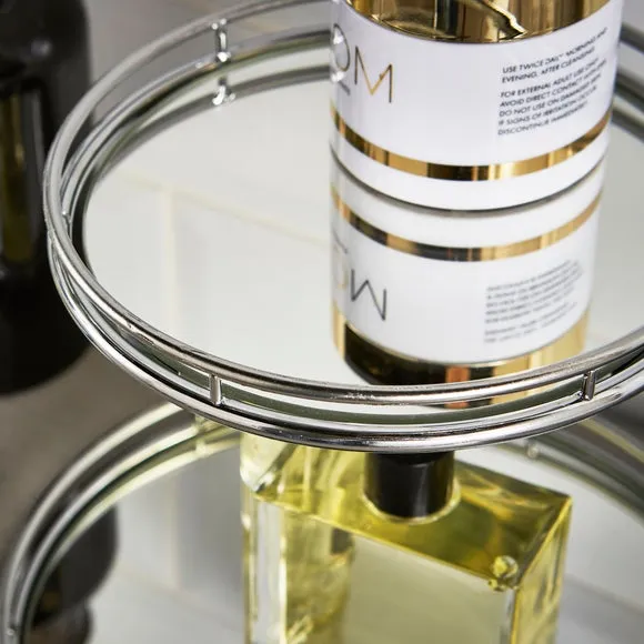 2-Tier Storage Tray with Mirror - Chrome