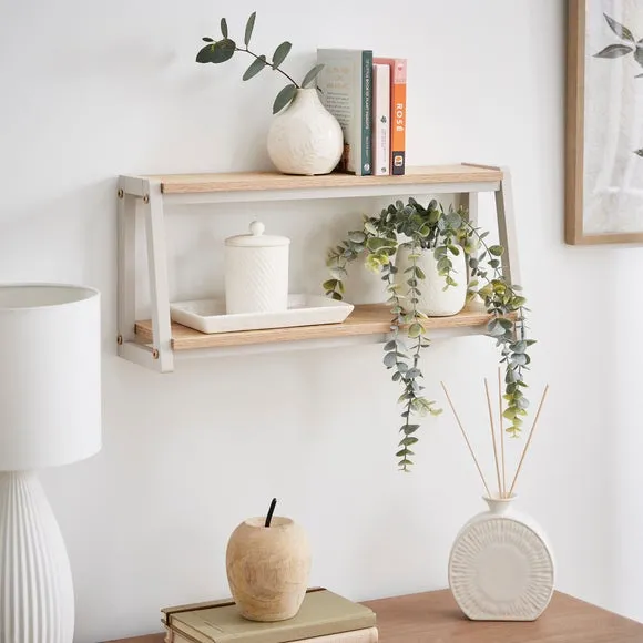 2-Tier Wall Shelf - Stone, Wood Effect image