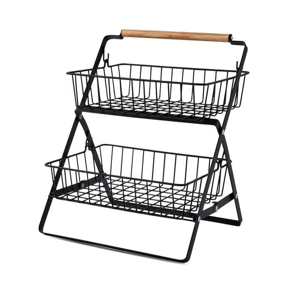 2-Tier Wire Storage Rack - Black, Iron