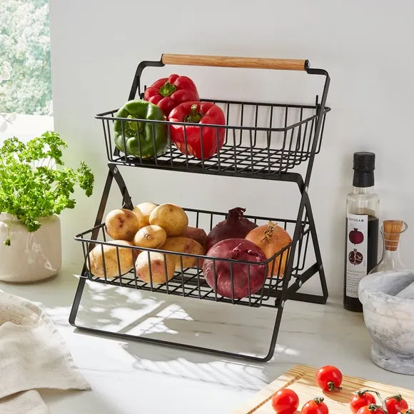 2-Tier Wire Storage Rack - Black, Iron image