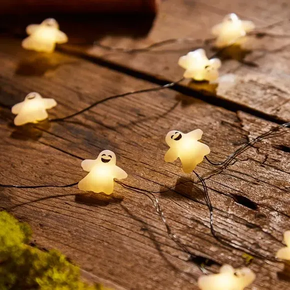 20-LED Ghost String Lights - White, Battery