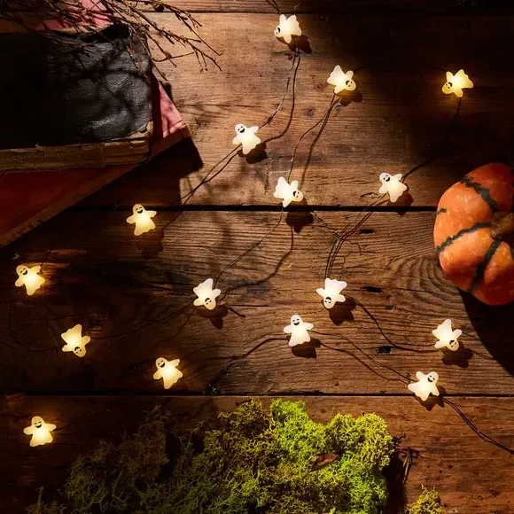 20-LED Ghost String Lights - White, Battery