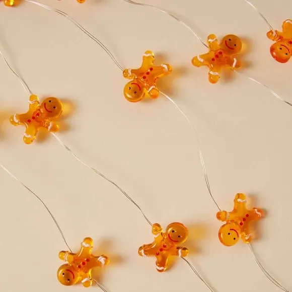 20 LED Gingerbread String Lights - Orange