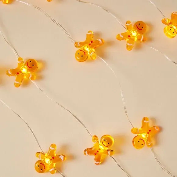 20 LED Gingerbread String Lights - Orange