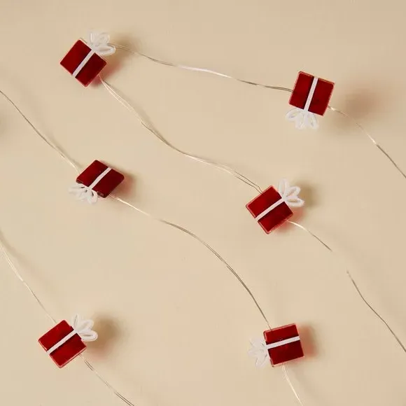 20 LED Present String Lights - Red/White