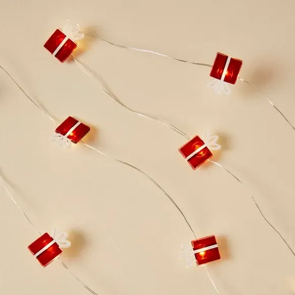 20 LED Present String Lights - Red/White