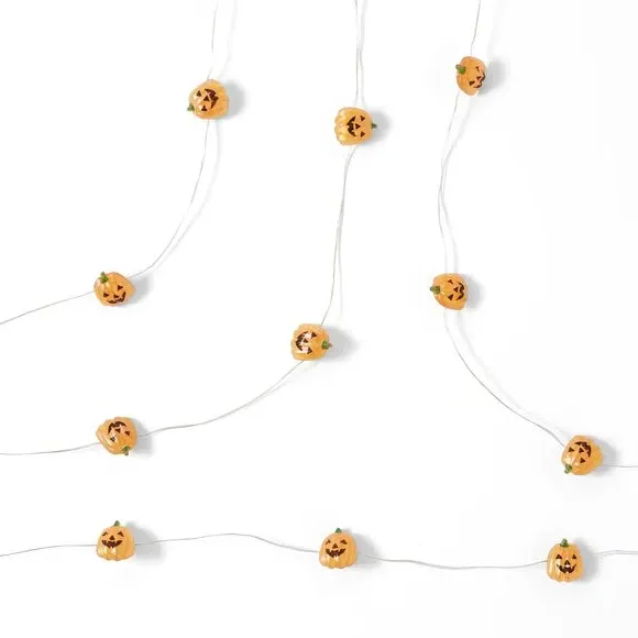 20 LED String Lights Pumpkin Face - Orange